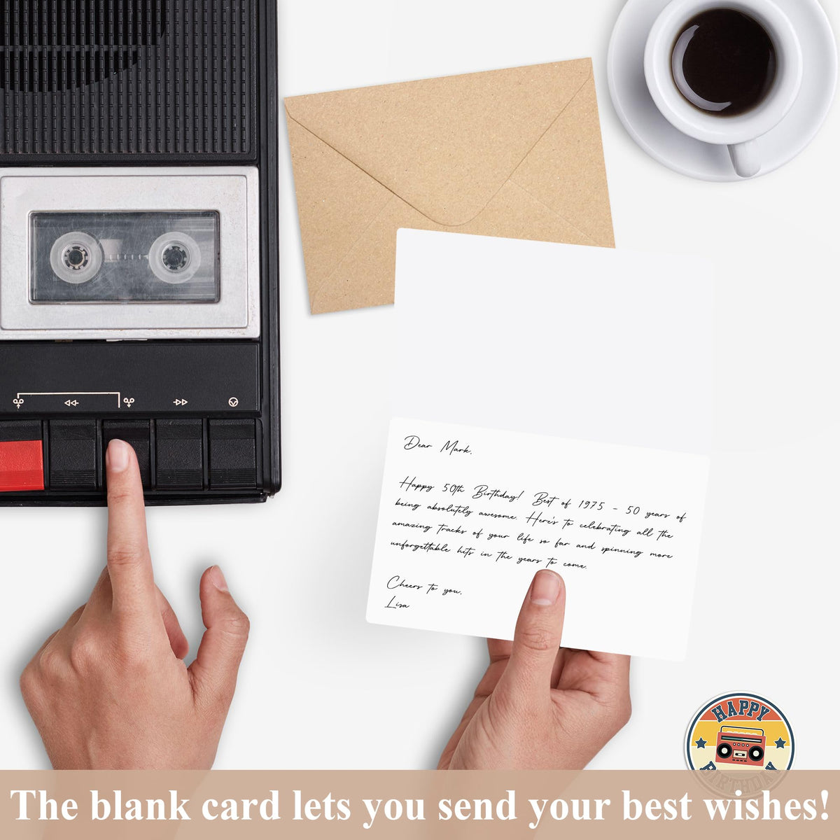 Unique Retro 50th Birthday Card for Men and Women, Aesthetic 50th Birthday Gifts for Him and Her, Cassette Tape Card for