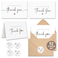 UnimaxPrint 52 Thank You Cards with Envelopes & Stickers (4 Designs), Minimalist 3x5” Thank You Notes for Teacher Apprec