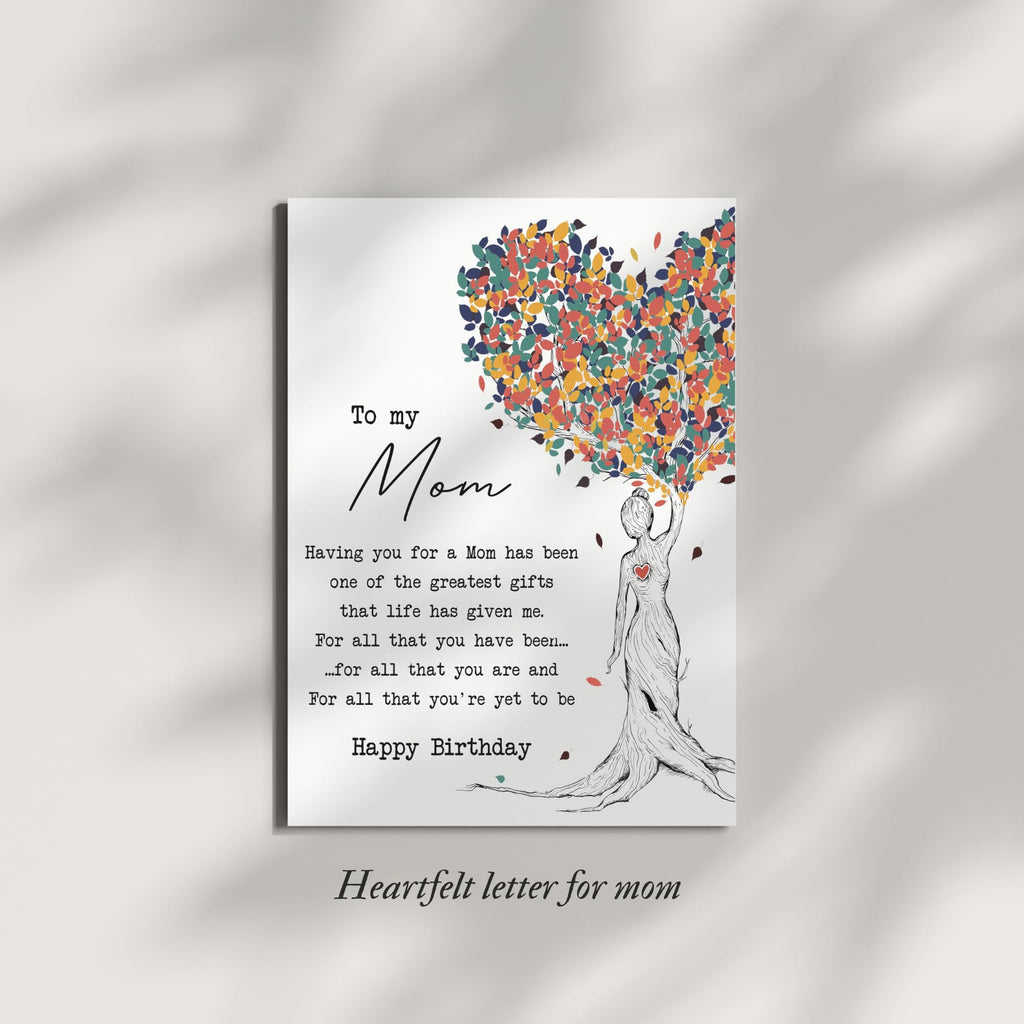 UnimaxPrint To My Mom - Heartfelt Birthday Card for Mom from Daughter or Son, Special Keepsake Letter with Envelope and 