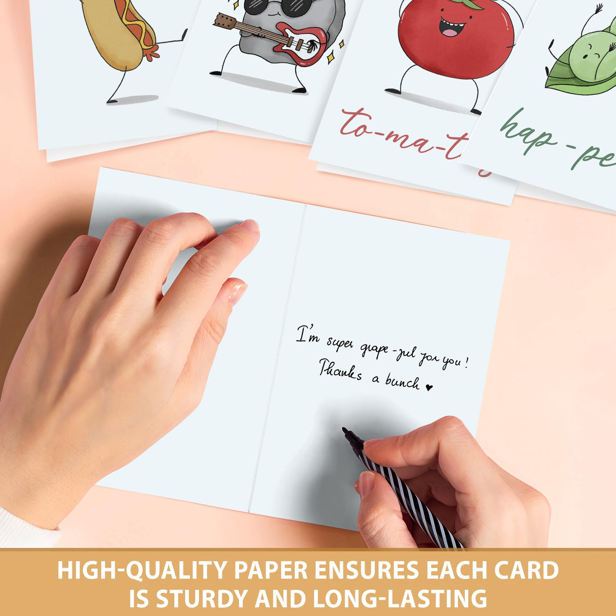 Premium Funny Thank You Cards, Teacher Appreciation Cards with Envelopes, Cute Thank You Notes for Kids Student, Set of 