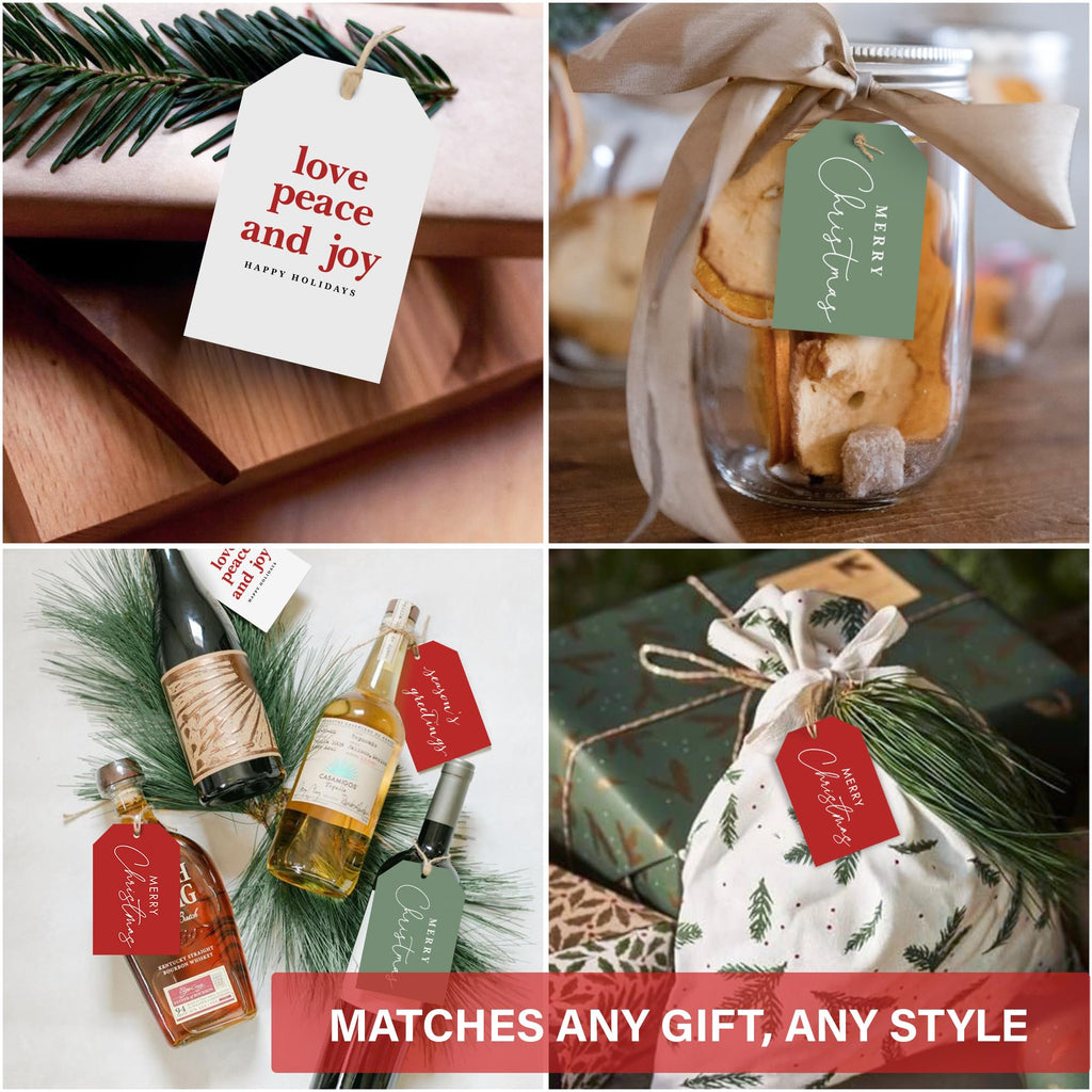 Elegant Christmas Gift Tags with String, 48 Premium Holiday Labels to Personalize Your Presents & Gift Bags, Christmas T