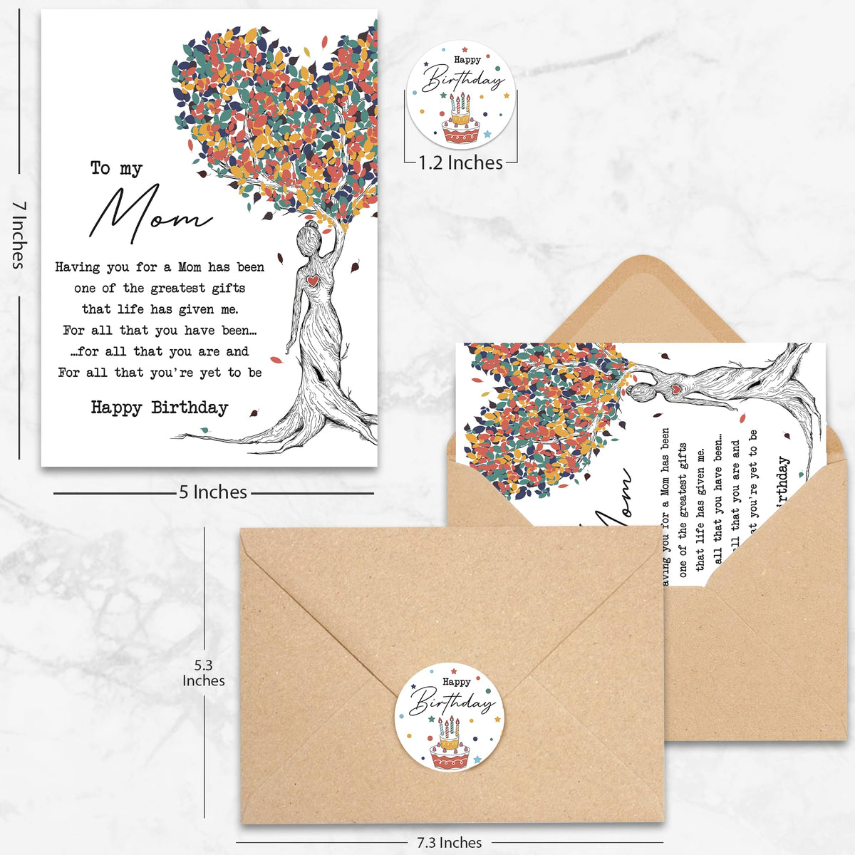 UnimaxPrint To My Mom - Heartfelt Birthday Card for Mom from Daughter or Son, Special Keepsake Letter with Envelope and 