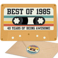 Retro 40th Birthday Card for Men Women, Unique 40th Birthday Gifts for Him Her, Cassette Tape Card for Bday Decoration, 