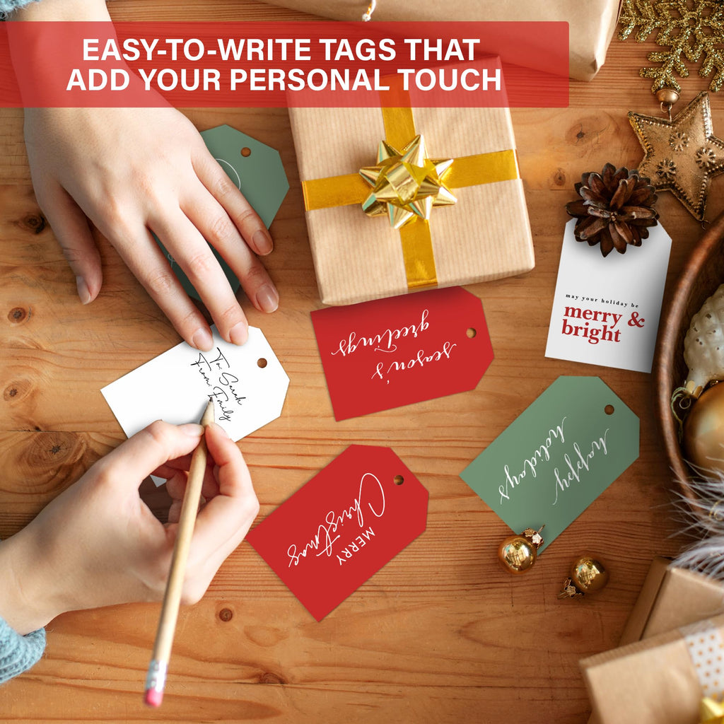Elegant Christmas Gift Tags with String, 48 Premium Holiday Labels to Personalize Your Presents & Gift Bags, Christmas T