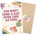 UnimaxPrint Funny Birthday Card for Wife Girlfriend, You Don't Look a Day Over Fine as F*ck, Rainbows Birthday Greeting 
