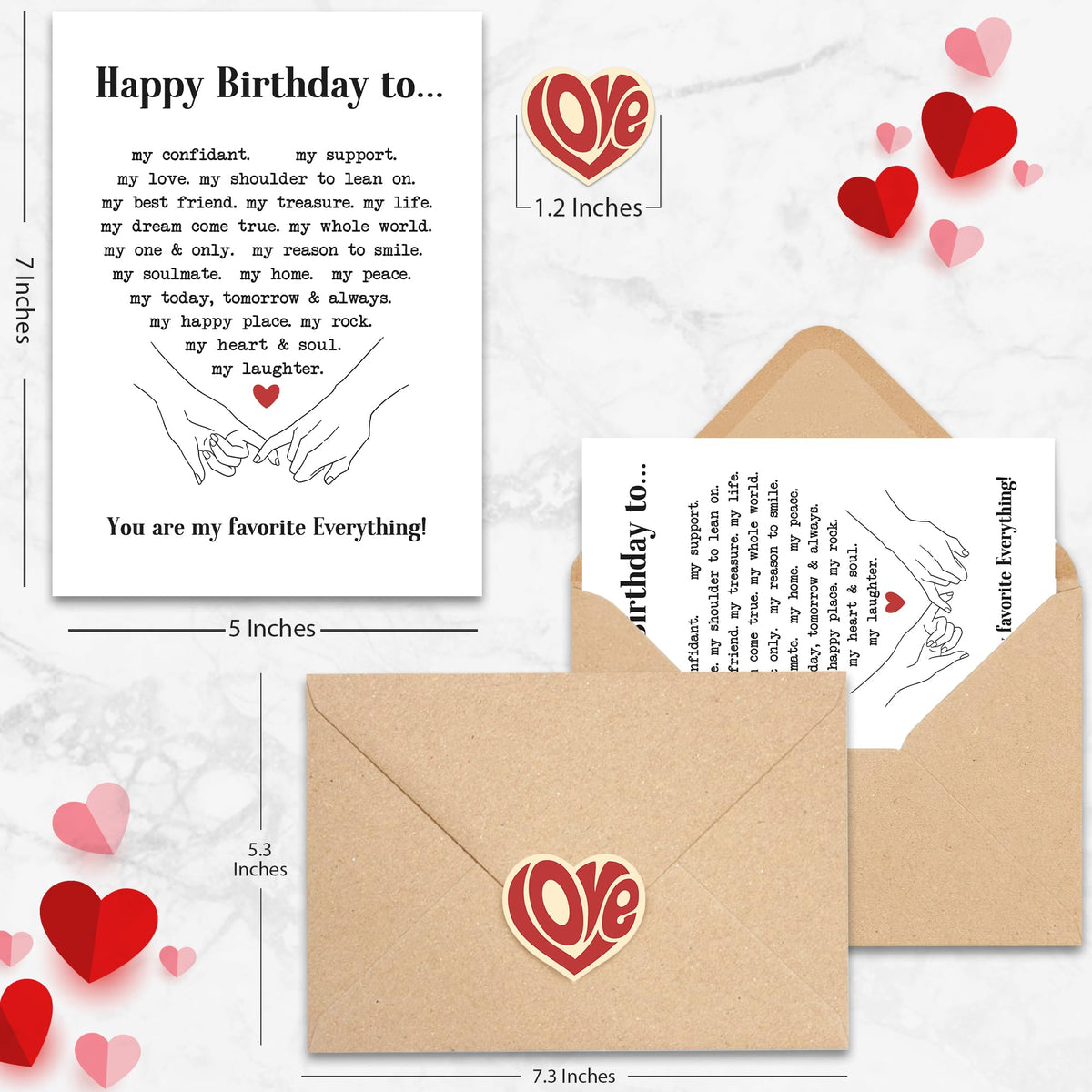 Birthday Card for Husband Boyfriend Partner, Romantic Anniversary Happy Bday Gifts Card for Men from Wife Girlfriend, He