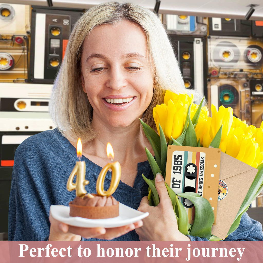 Retro 40th Birthday Card for Men Women, Unique 40th Birthday Gifts for Him Her, Cassette Tape Card for Bday Decoration, 