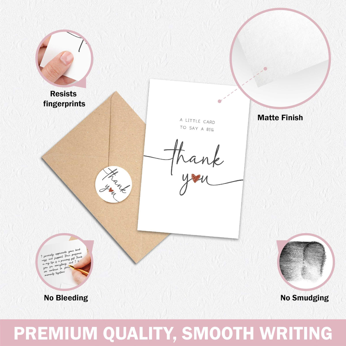 UnimaxPrint 20 Thank You Cards with Envelopes & Stickers (4 Design), Minimalist 4x6 Thank You Notes for Teacher Apprecia