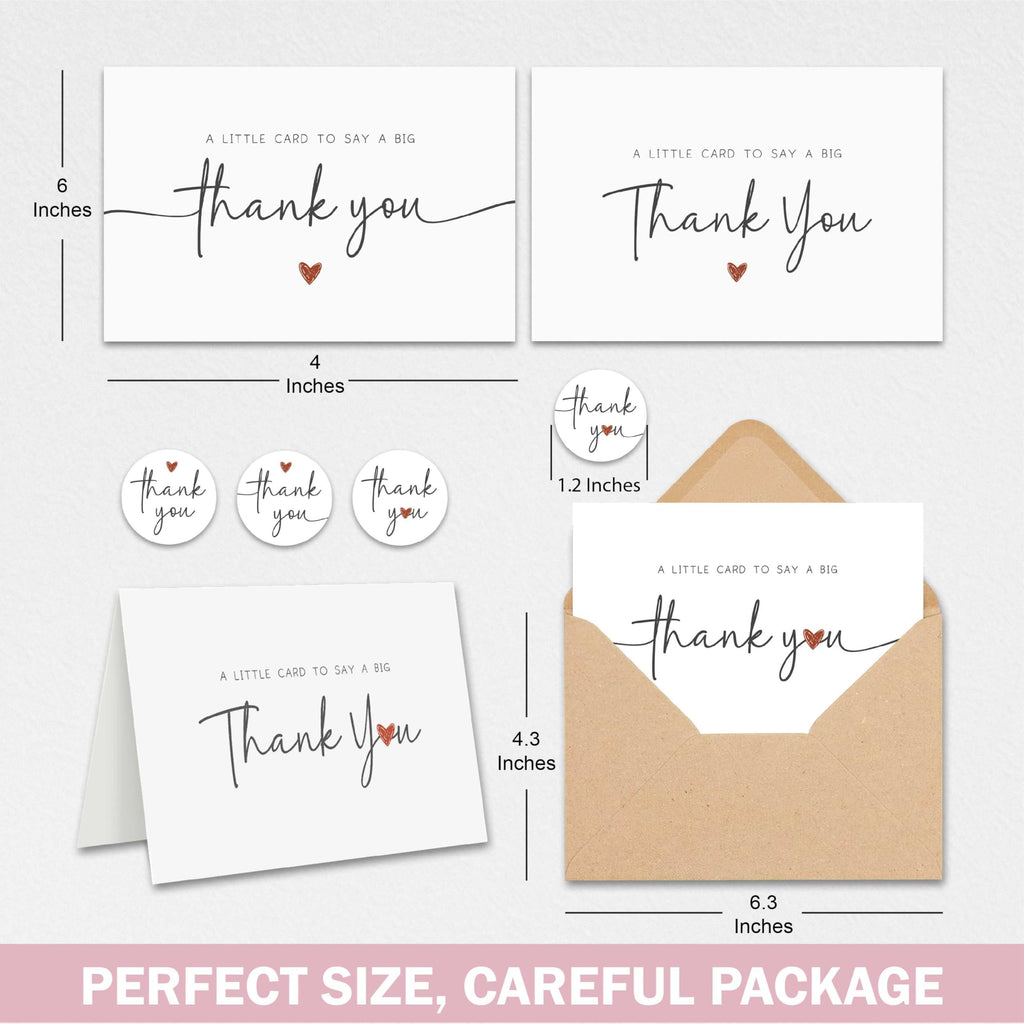 UnimaxPrint 20 Thank You Cards with Envelopes & Stickers (4 Design), Minimalist 4x6 Thank You Notes for Teacher Apprecia