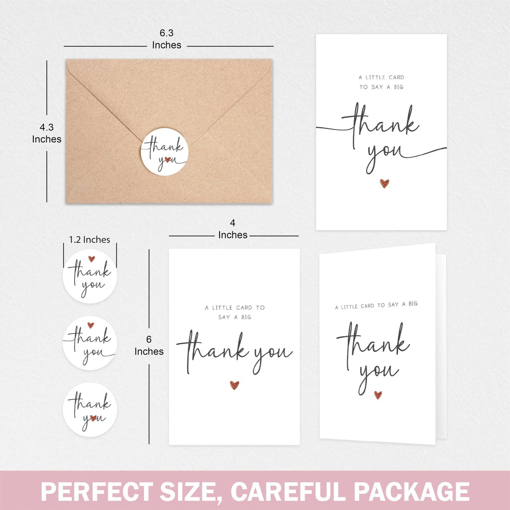 UnimaxPrint 20 Thank You Cards with Envelopes & Stickers (4 Design), Minimalist 4x6 Thank You Notes for Teacher Apprecia