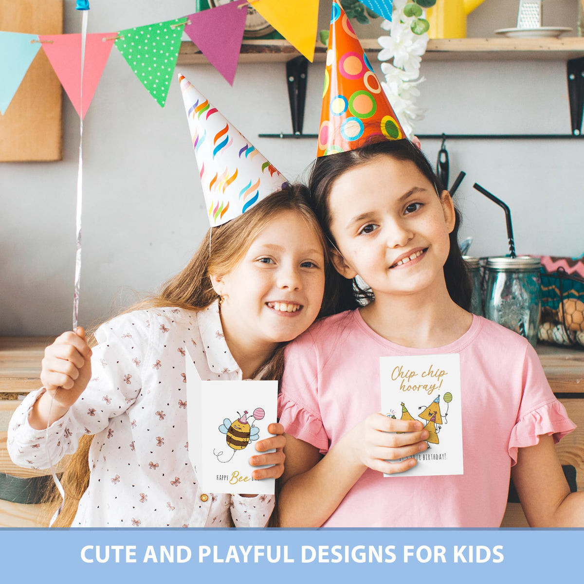 Birthday Cards with Envelopes & Stickers, Funny Assorted Happy Birthday Bulk, Cute Handmade Bday Greeting Cards for Kids