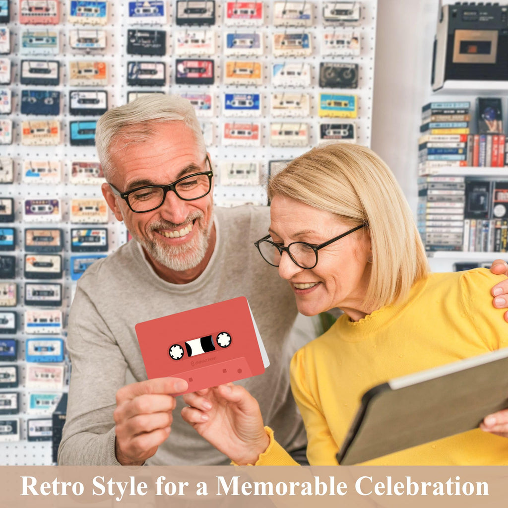Unique Retro 50th Birthday Card for Men and Women, Aesthetic 50th Birthday Gifts for Him and Her, Cassette Tape Card for