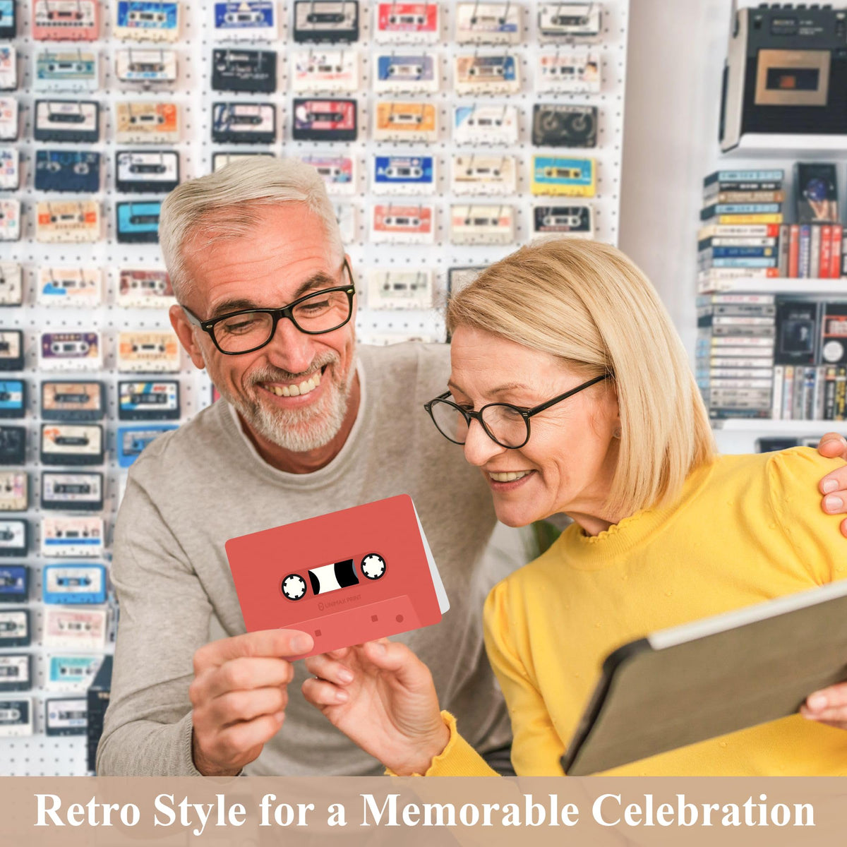 Unique Retro 50th Birthday Card for Men and Women, Aesthetic 50th Birthday Gifts for Him and Her, Cassette Tape Card for