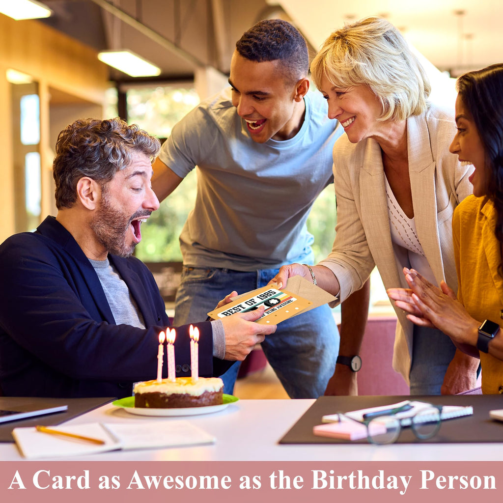 Retro 40th Birthday Card for Men Women, Unique 40th Birthday Gifts for Him Her, Cassette Tape Card for Bday Decoration, 