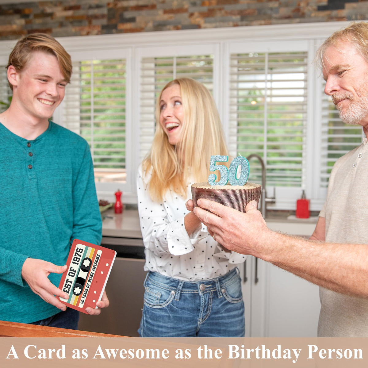 Unique Retro 50th Birthday Card for Men and Women, Aesthetic 50th Birthday Gifts for Him and Her, Cassette Tape Card for