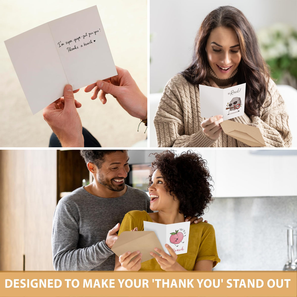 Premium Funny Thank You Cards, Teacher Appreciation Cards with Envelopes, Cute Thank You Notes for Kids Student, Set of 